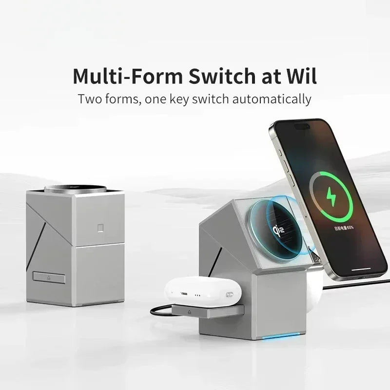 Qi2 3-In-1 Wireless Charging Station for Iphone 16/15 Pro Max, Airpods and Apple Watch, Travel-Friendly Foldable Charger Dock